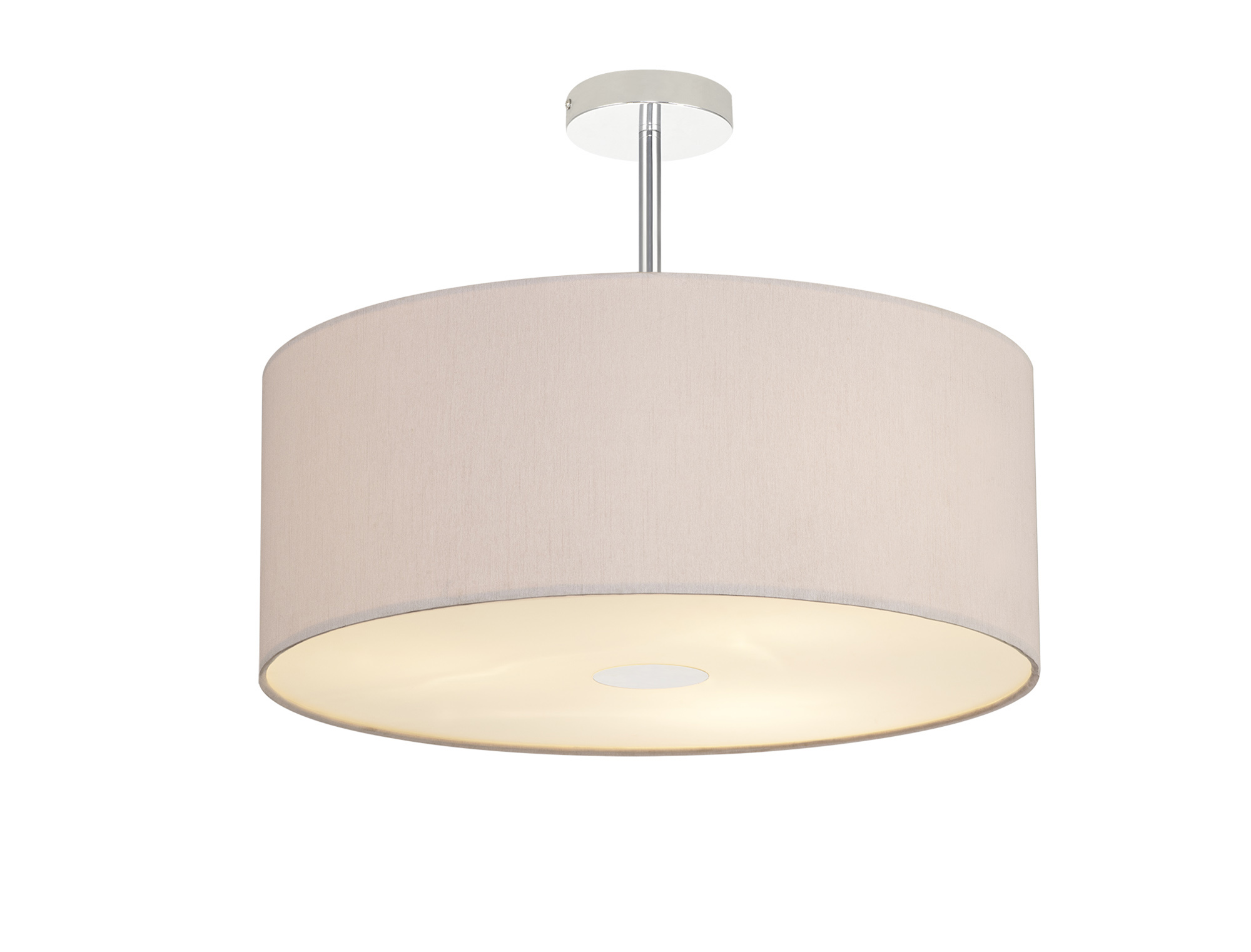 Baymont 50cm Semi Flush 3 Light Polished Chrome, Nude Beige/Moonlight, Frosted Diffuser